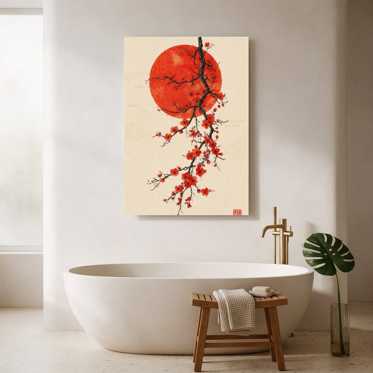 Plum Blossom and Red Sun — Portrait Bathroom Final
