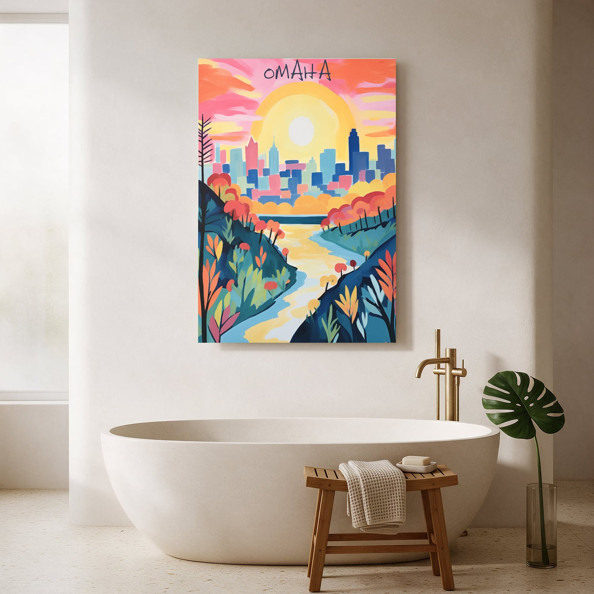 Omaha Sunset River — Portrait Bathroom Final