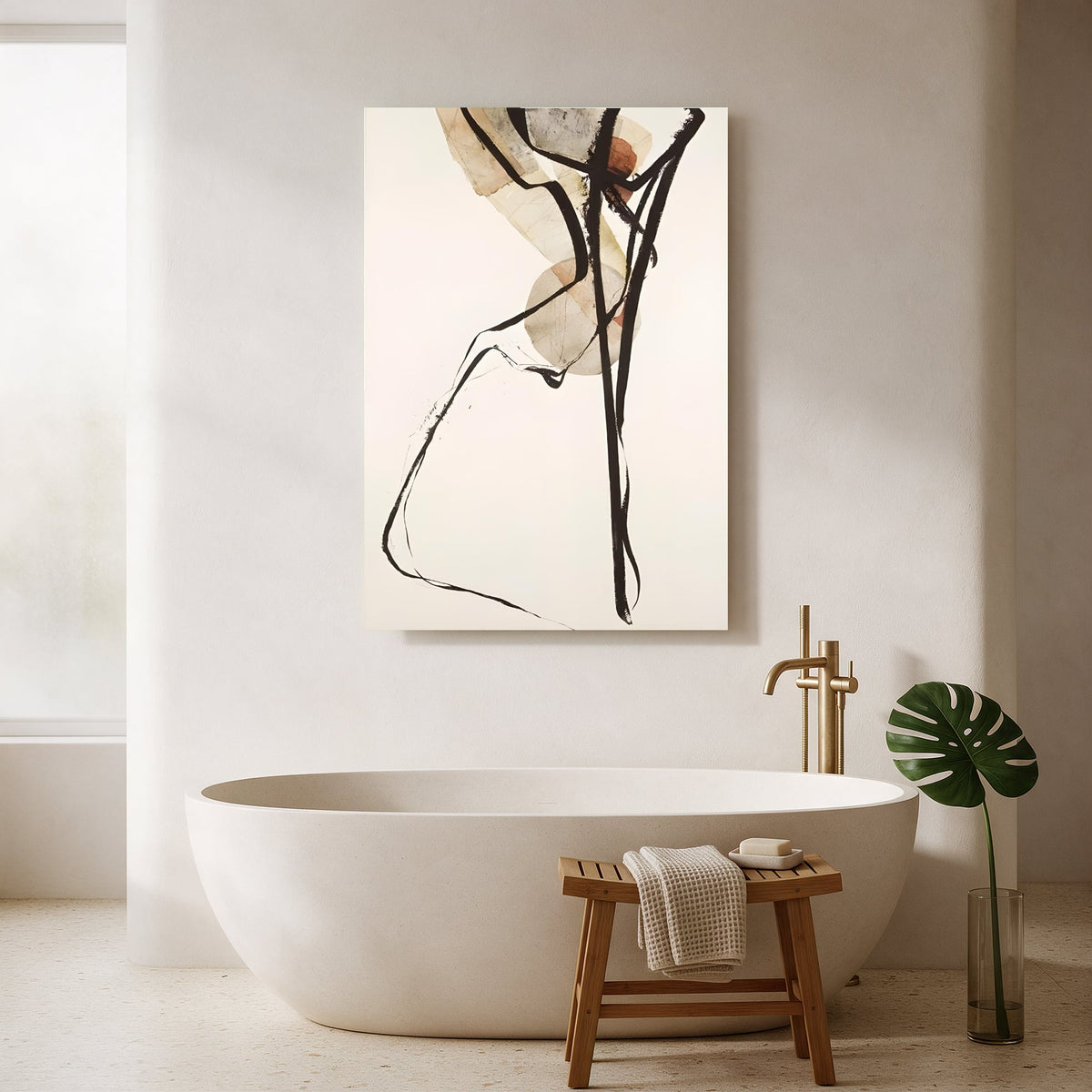 Ink Leaf Abstract — Portrait Bathroom Final