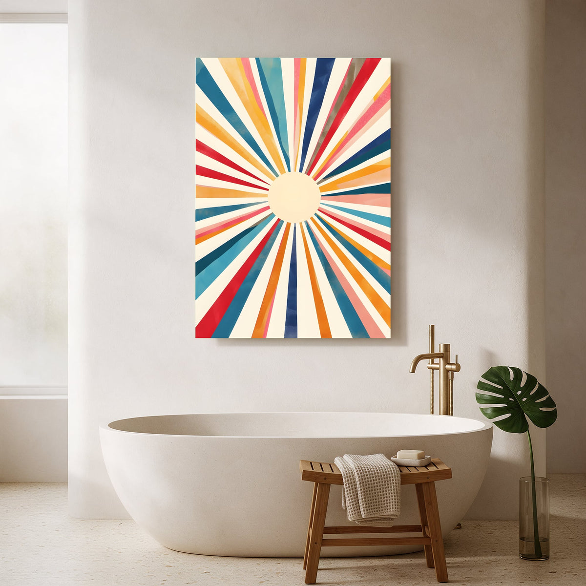 Sunrise Stripe Burst — Portrait Bathroom Final