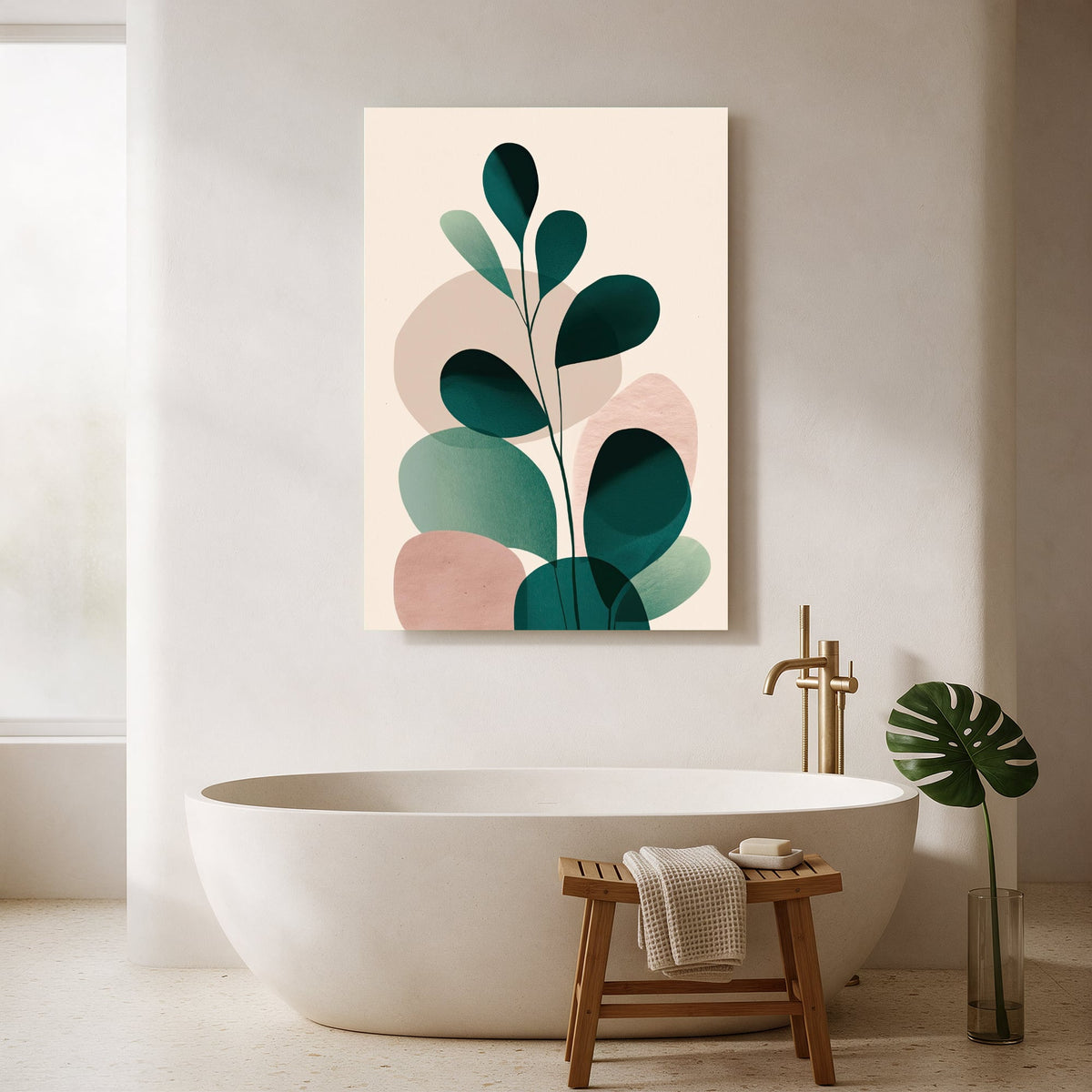 Teal and Blush Branch — Portrait Bathroom Final