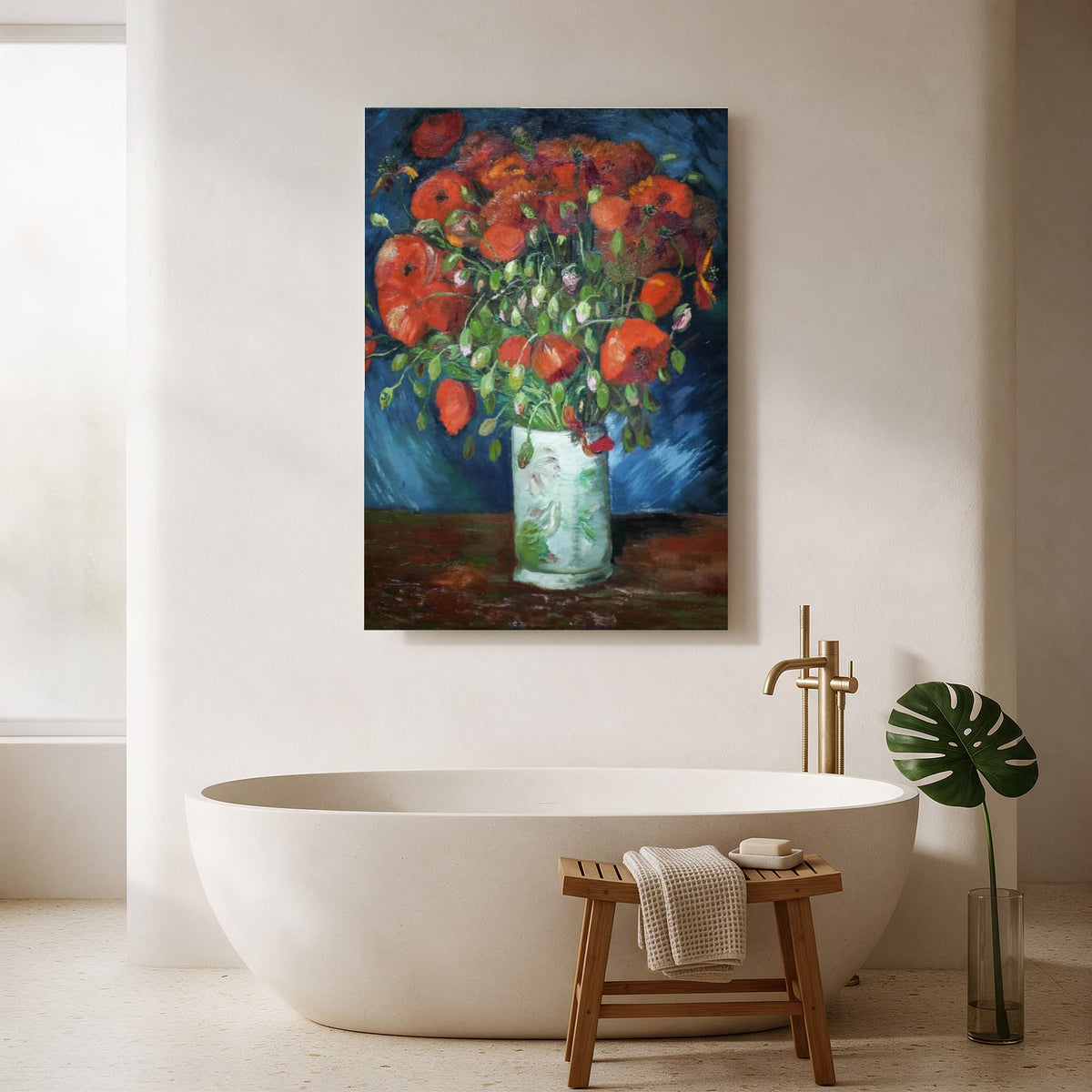 Red Poppies in a Vase — Portrait Bathroom Final