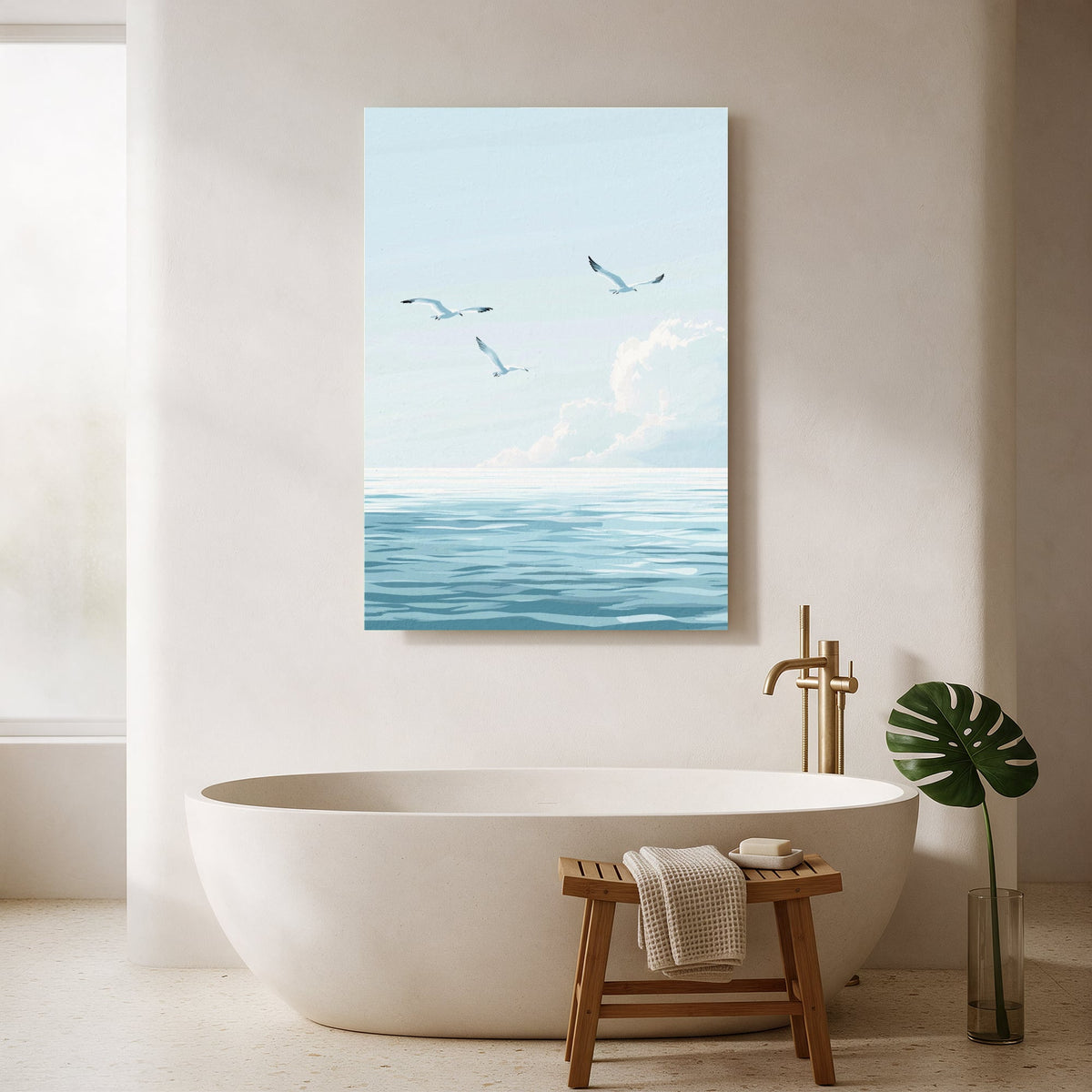 Seagulls over the Sea — Portrait Bathroom Final