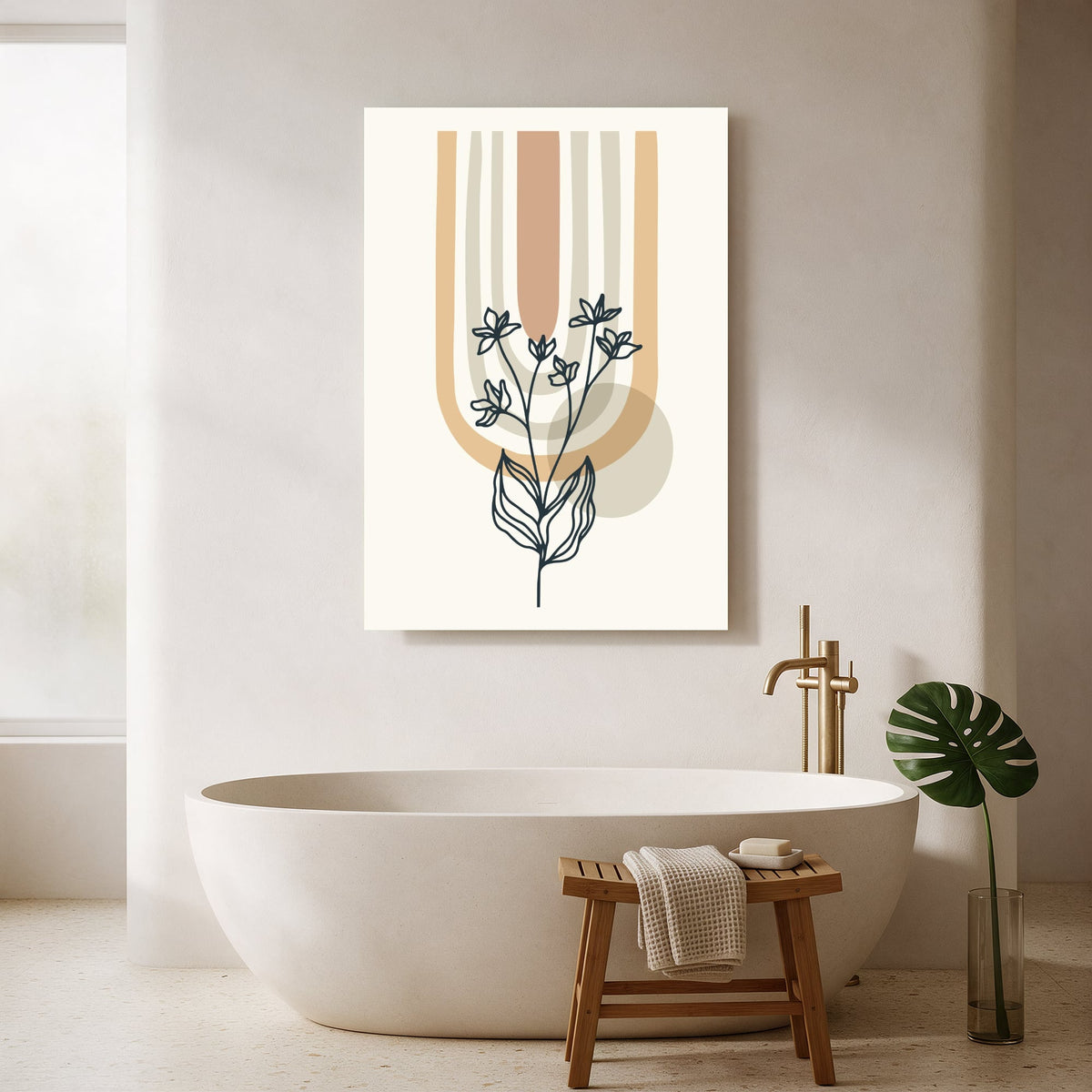 Line Art Floral Study — Portrait Bathroom Final