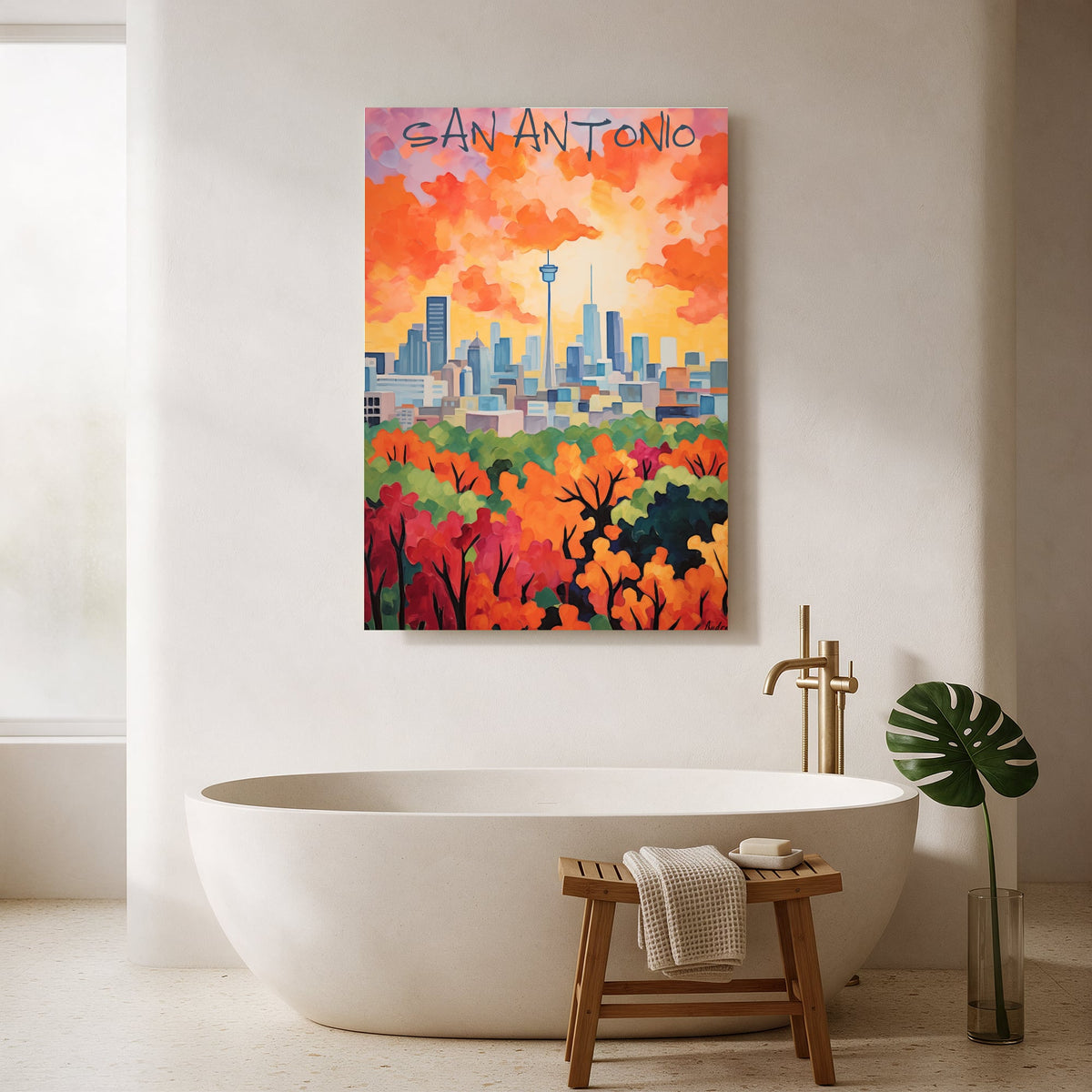 San Antonio Sunset Skyline — Portrait Bathroom Final