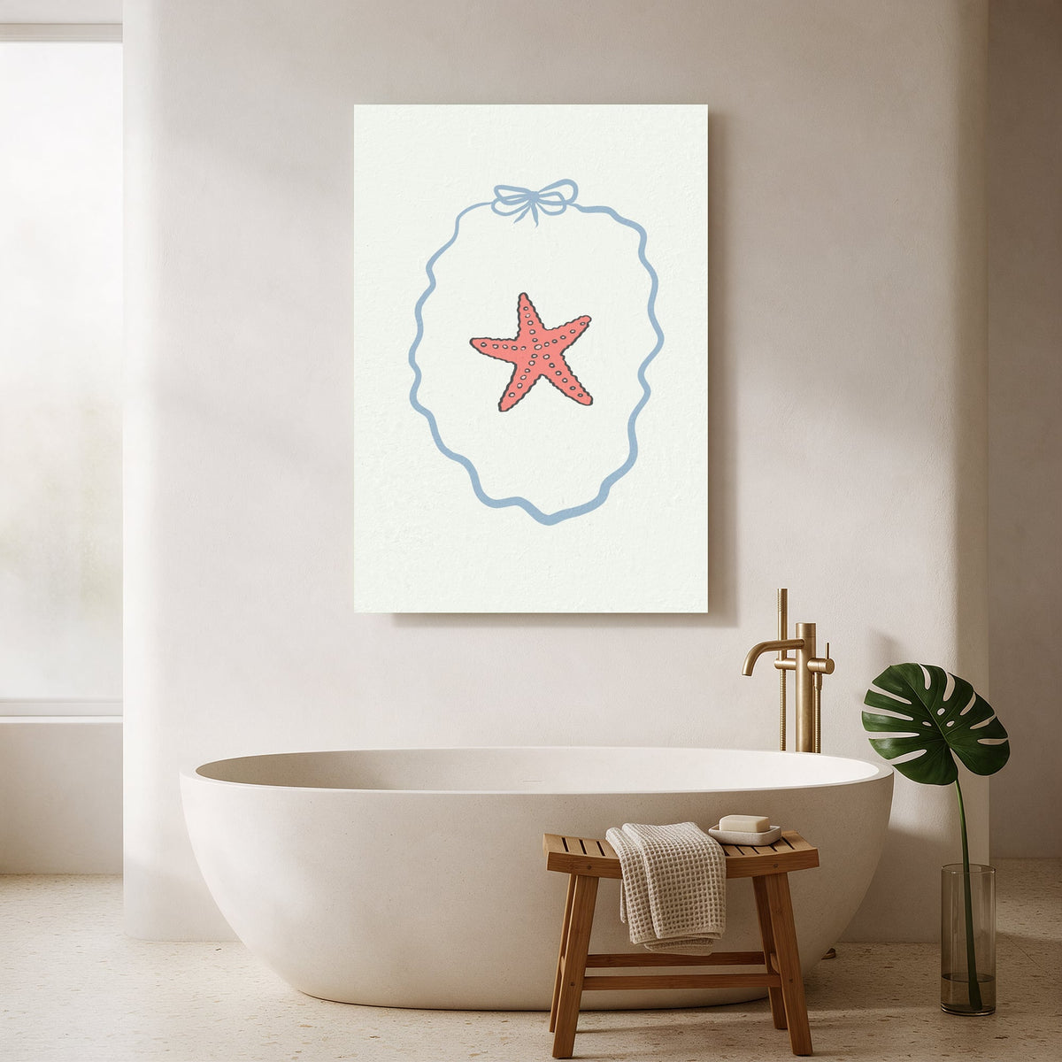 Starfish in a Ribbon Frame — Portrait Bathroom Final