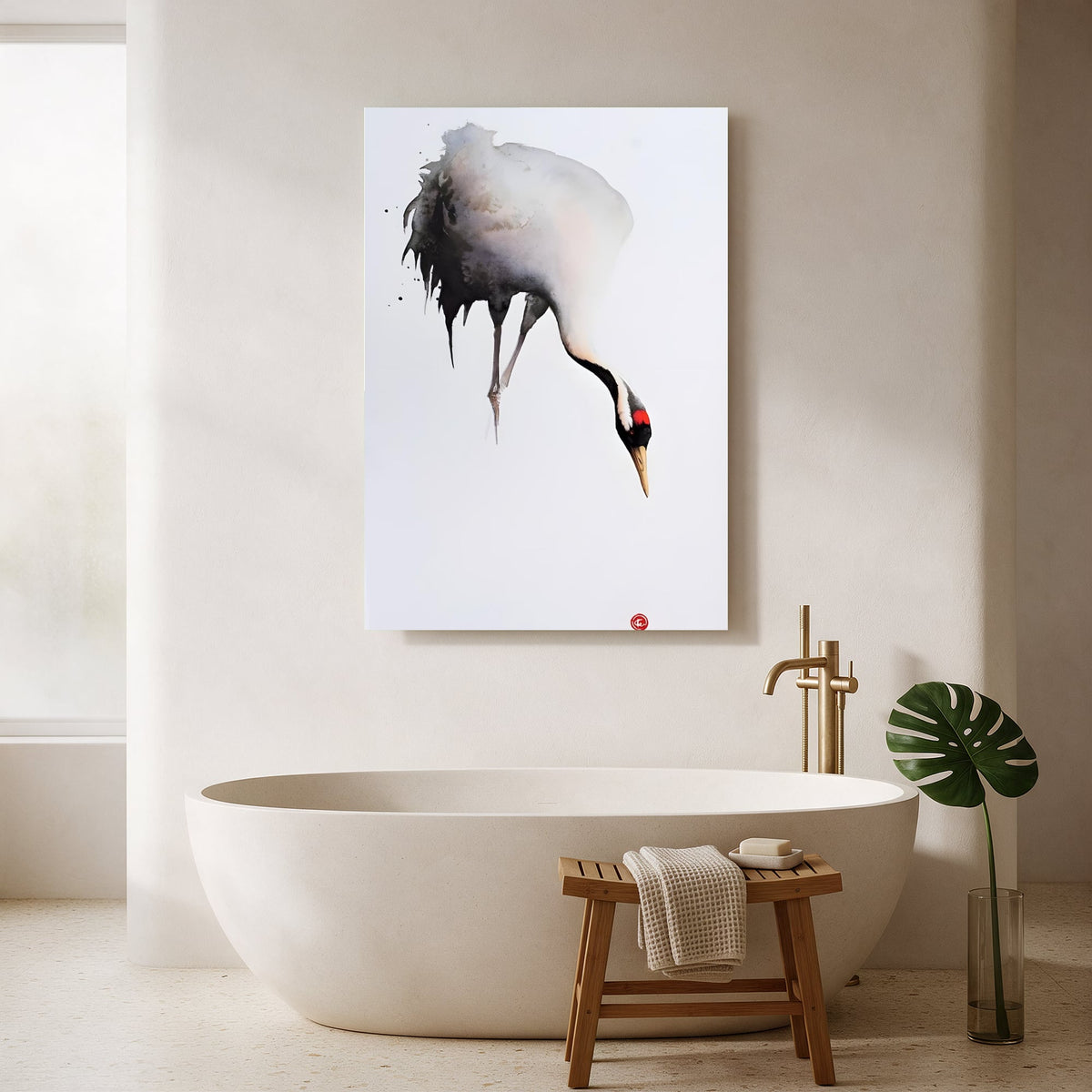 Crane in Watercolor — Portrait Bathroom Final