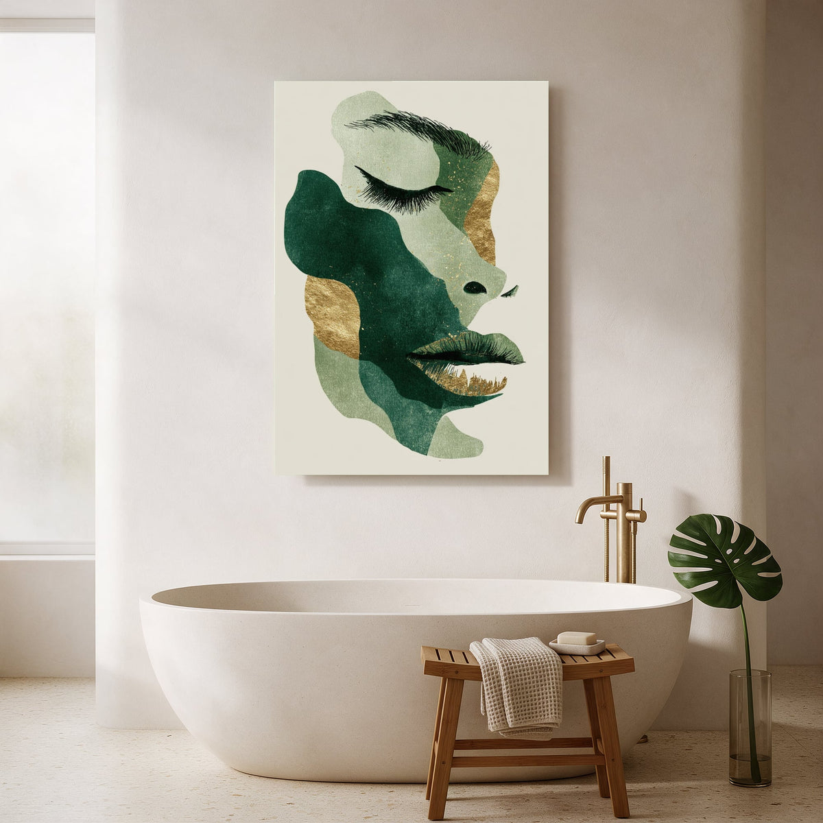Golden Gaze in Sage — Portrait Bathroom Final