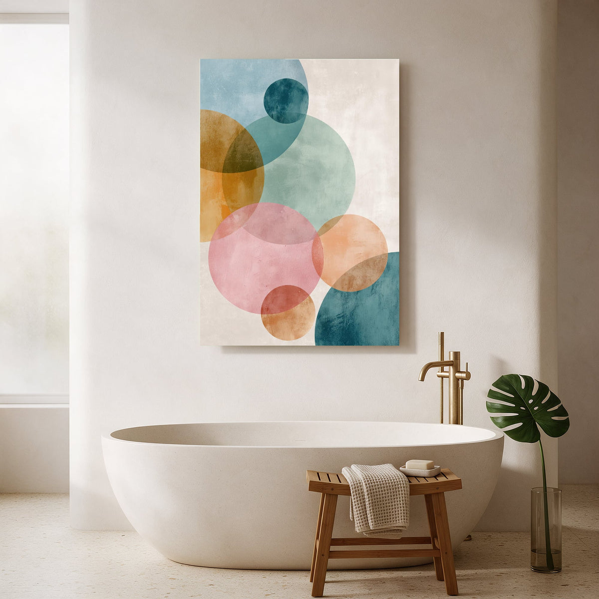 Watercolor Circle Bloom — Portrait Bathroom Final