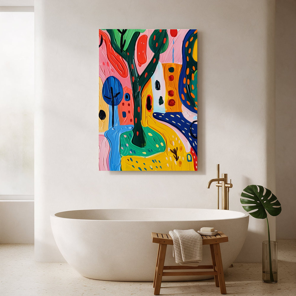 Village Tree Folk Art — Portrait Bathroom Final