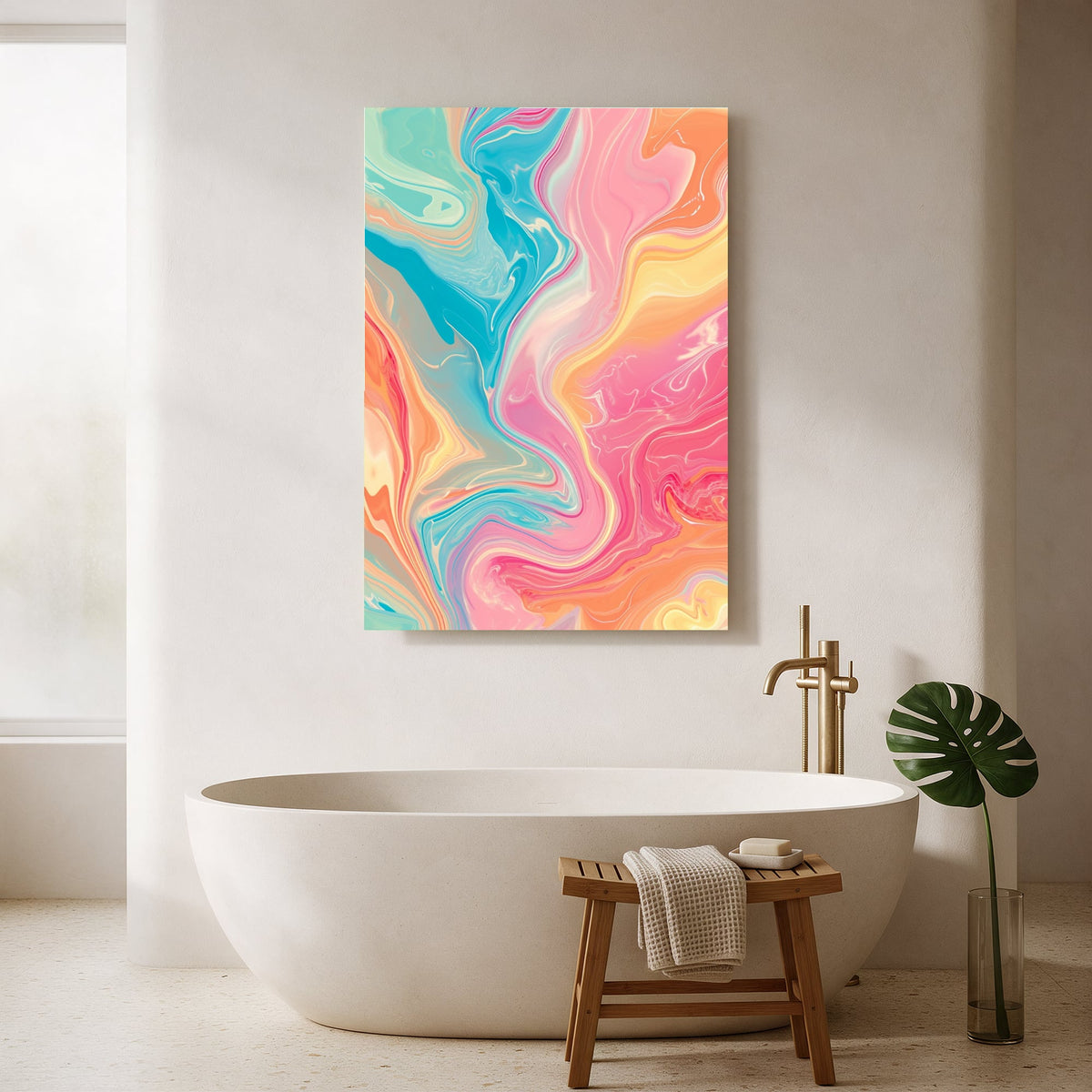 Peach Marble Flow — Portrait Bathroom Final