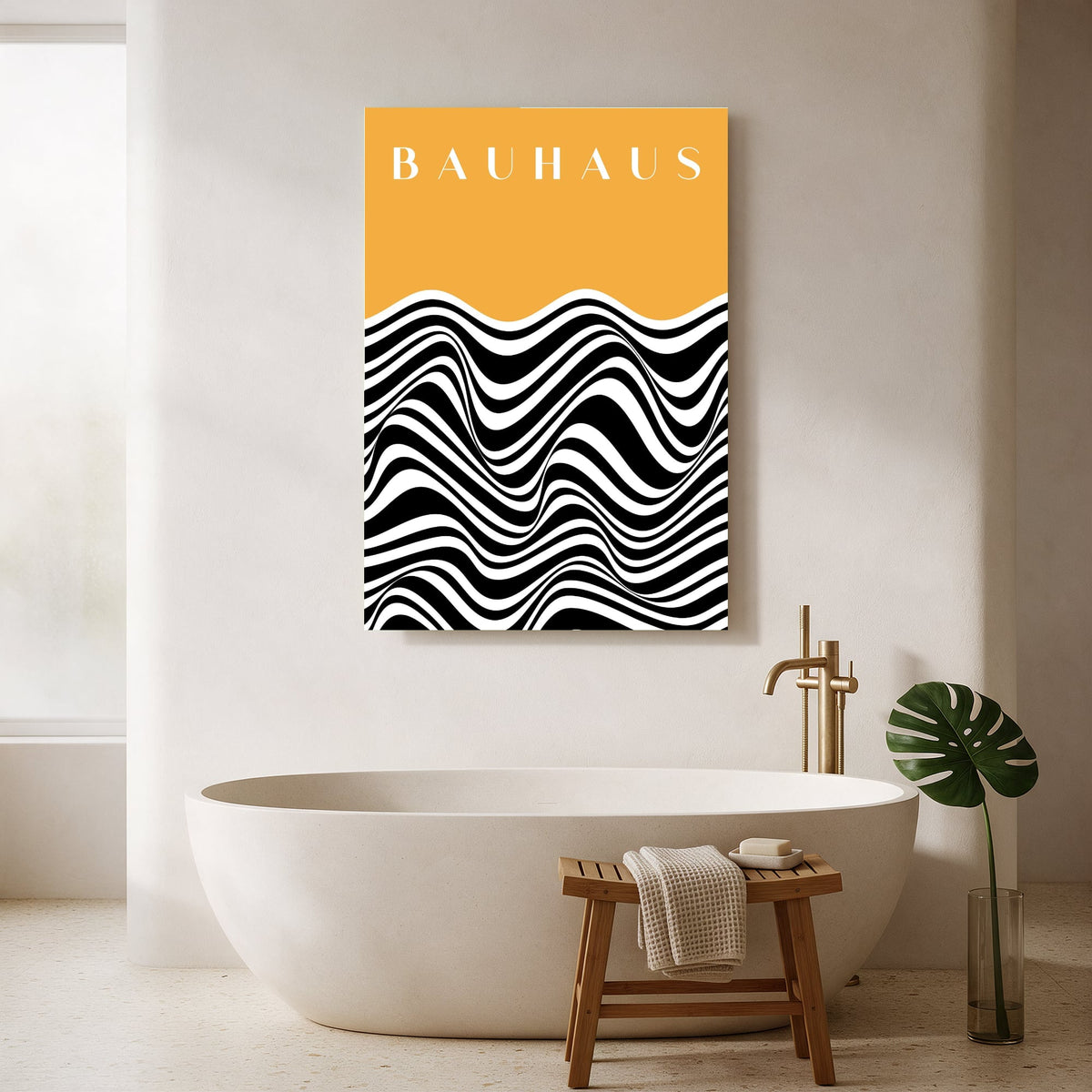 Bauhaus Orange Horizon Waves — Portrait Bathroom Final