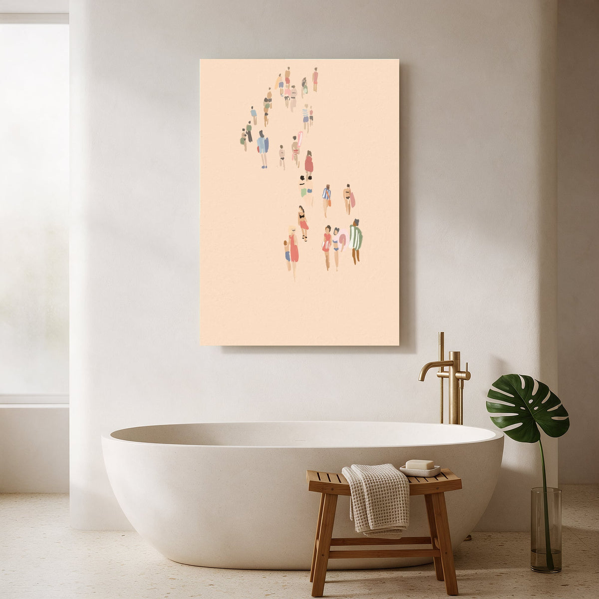 Beach Walkers on Peach Sand — Portrait Bathroom Final