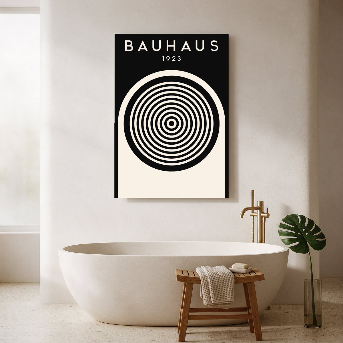 Bauhaus Target Rings on Cream — Portrait Bathroom Final