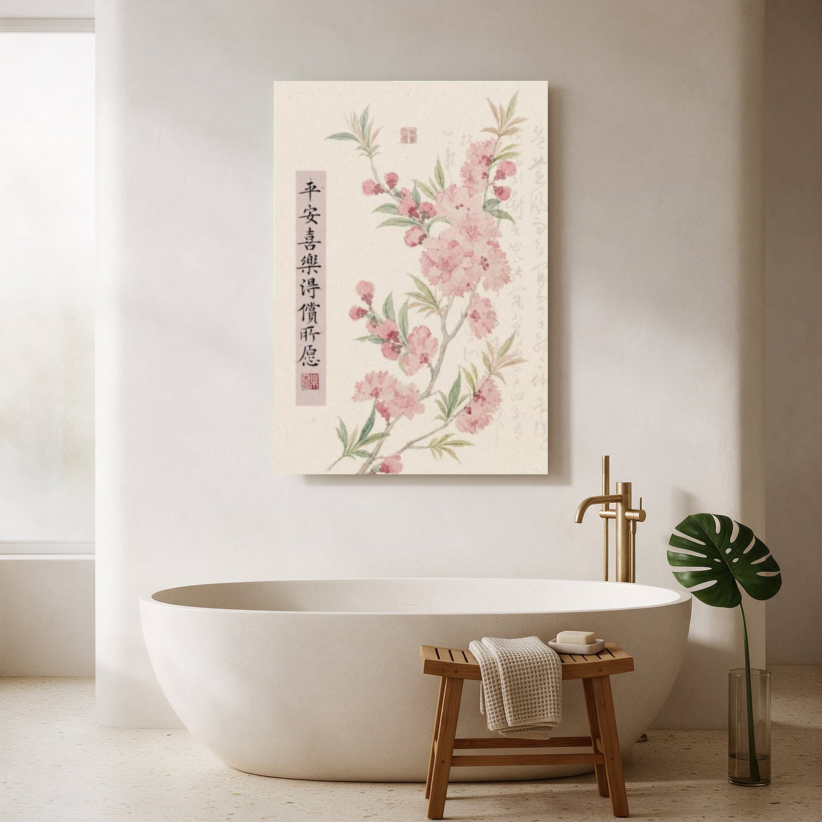 Peach Blossom Calligraphy — Portrait Bathroom Final
