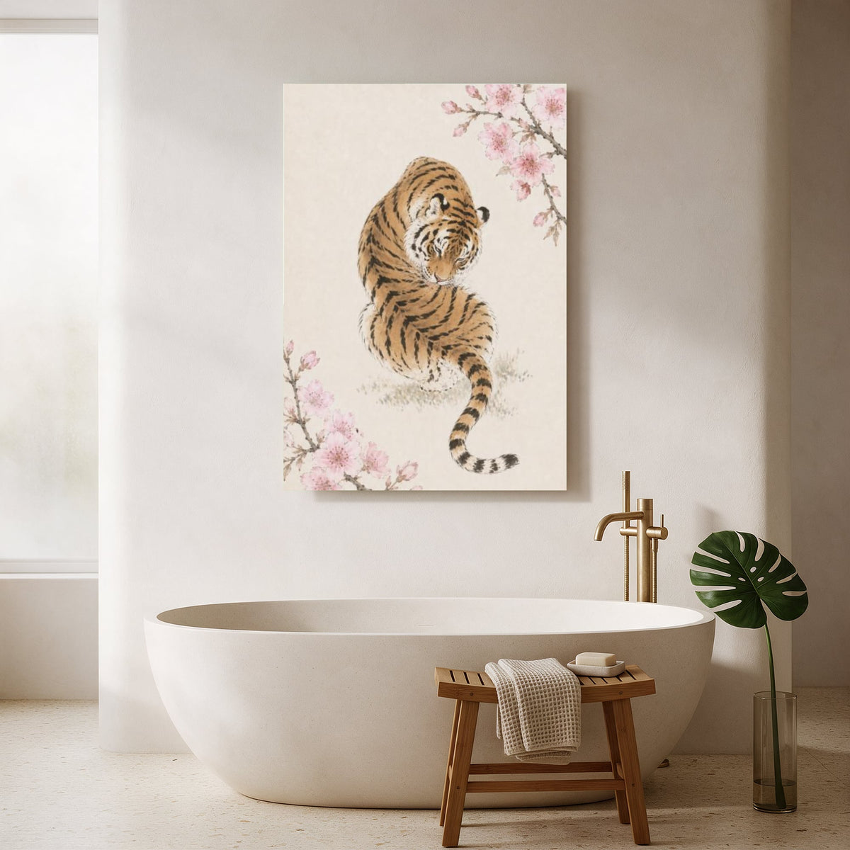 Tiger and Cherry Blossoms — Portrait Bathroom Final