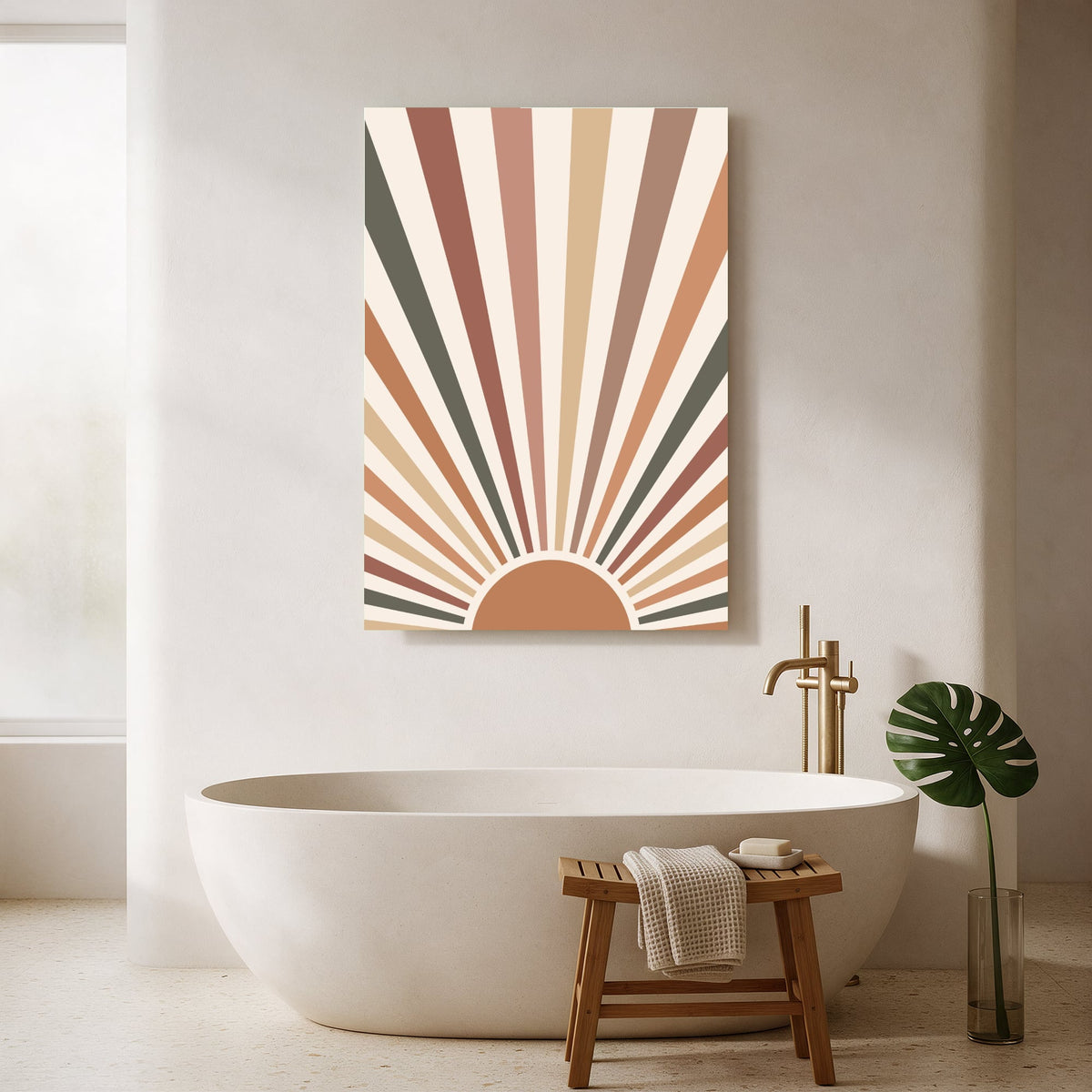 Terracotta Sunburst Rays — Portrait Bathroom Final