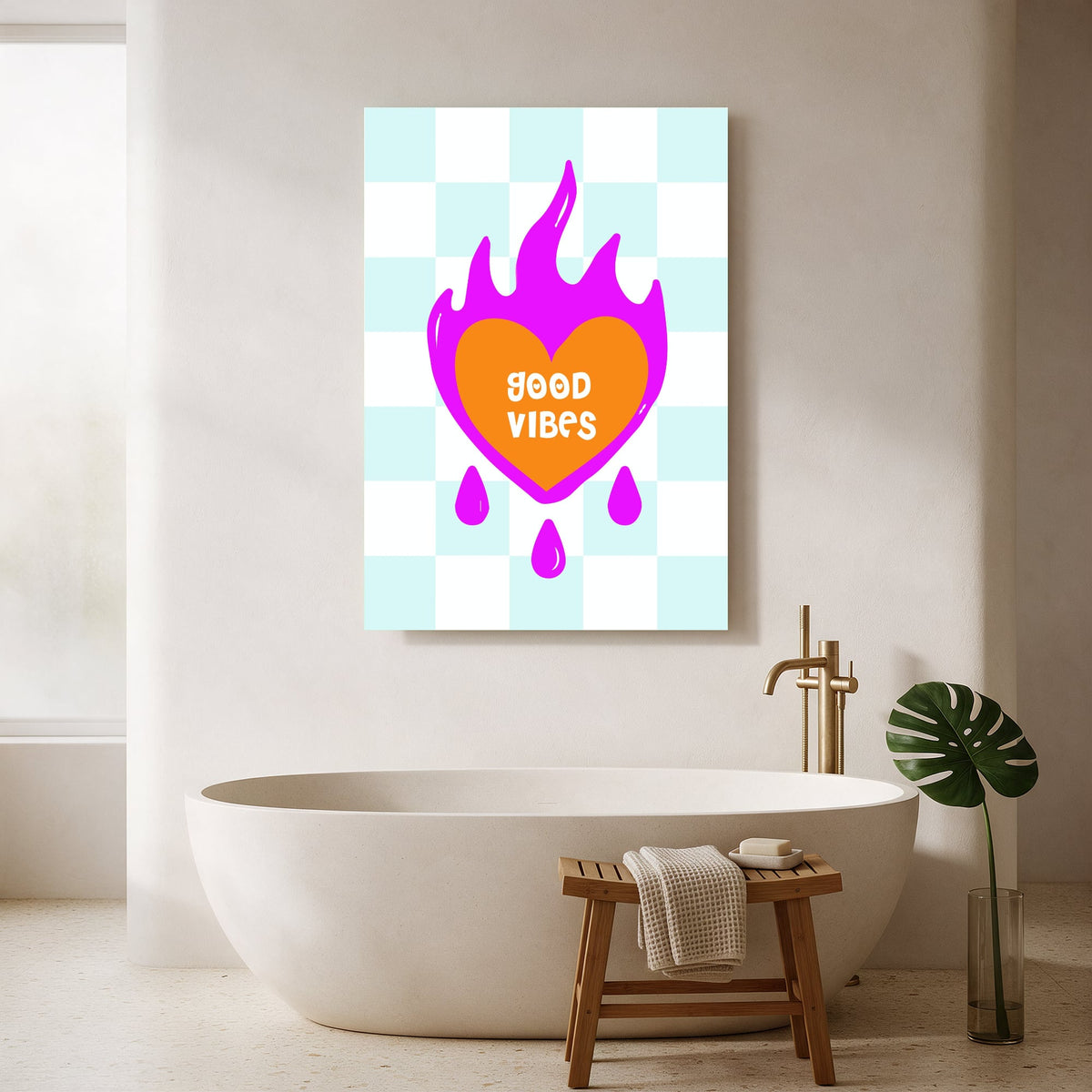 Good Vibes Flaming Heart — Portrait Bathroom Final