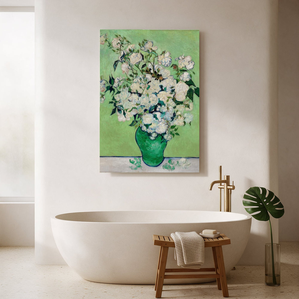 Roses in a Green Vase — Portrait Bathroom Final