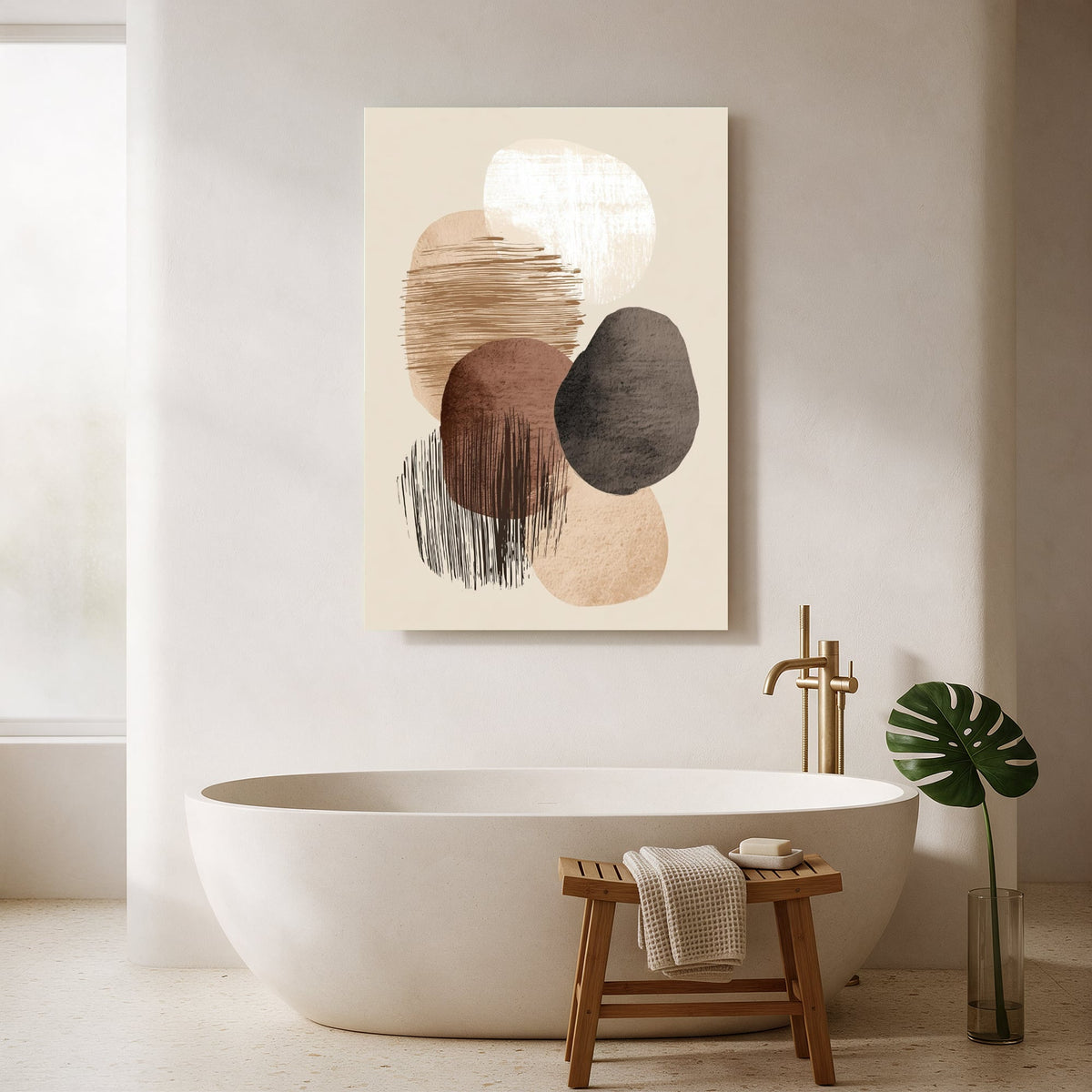 Earth Tone Bloom Cluster — Portrait Bathroom Final