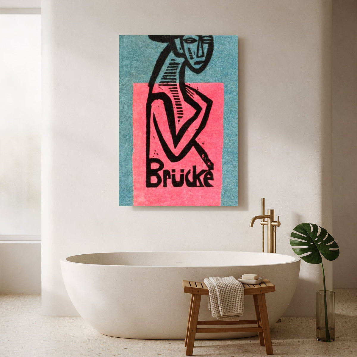 Brücke Woodcut — Portrait Bathroom Final
