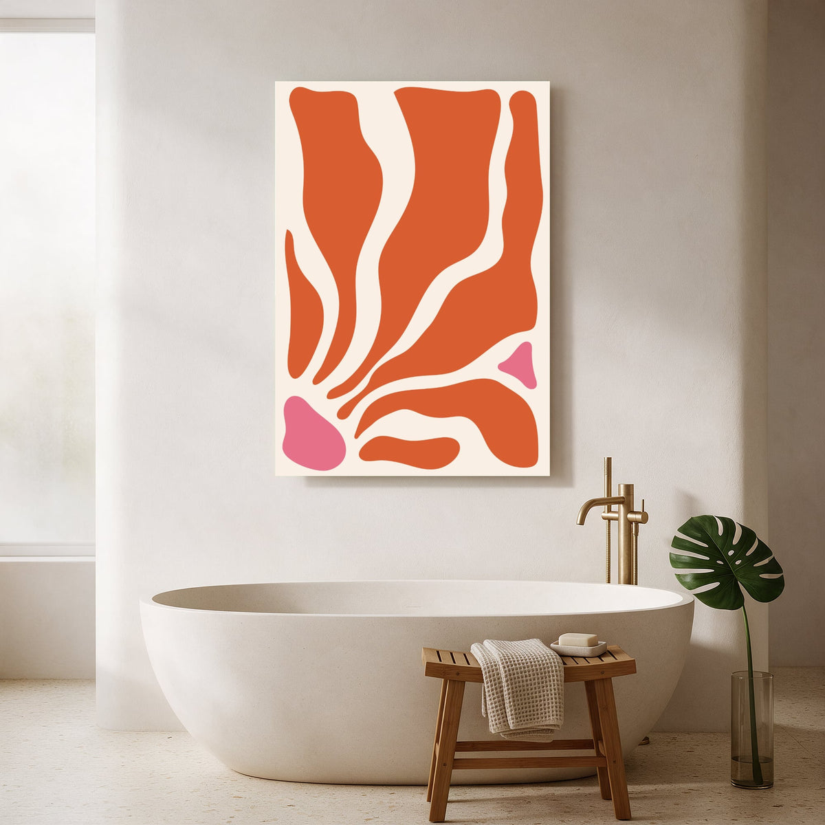 Coral Flame Bloom — Portrait Bathroom Final