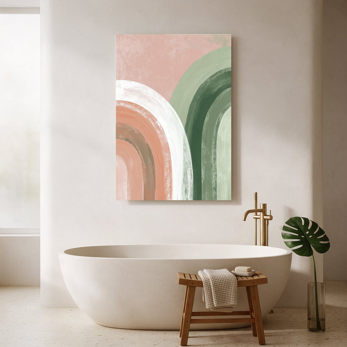Blush and Sage Waves — Portrait Bathroom Final