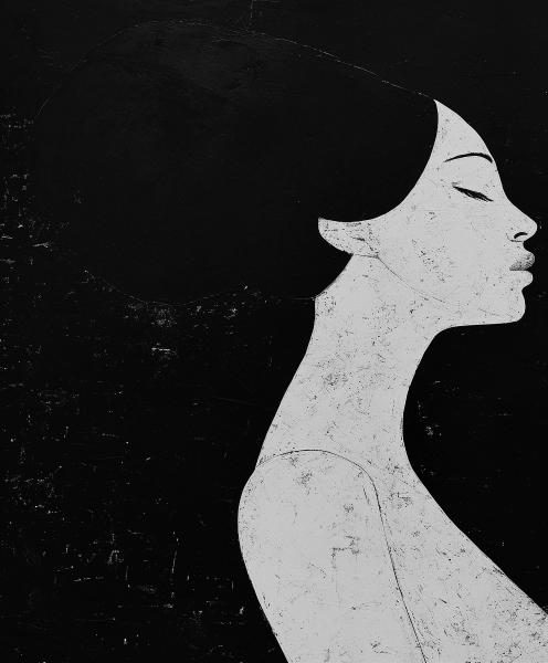 Woman in Profile on Black