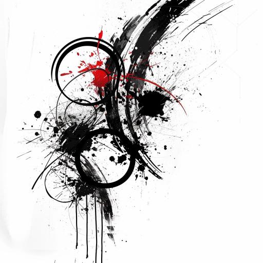 Ink Splash with Red Accent