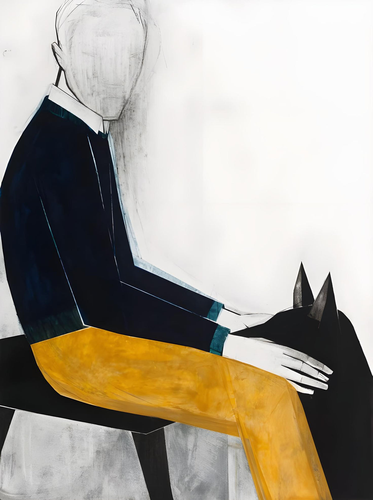 Man with Black Dog