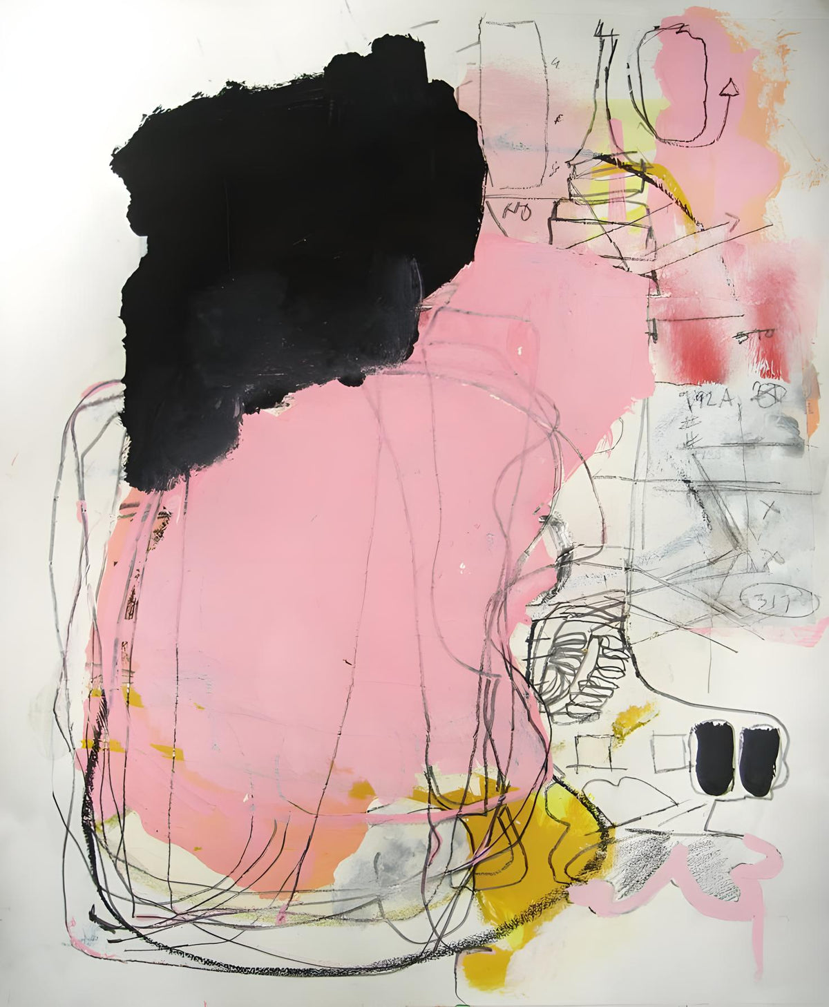 Blush and Black Abstract
