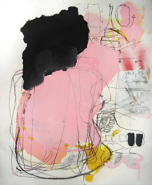 Blush and Black Abstract