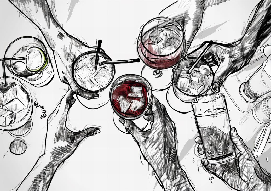 Cheers Line Drawing