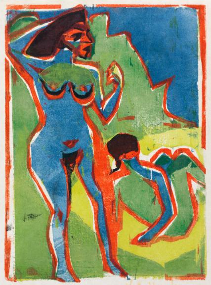 Expressionist Figures in Green