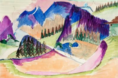 Alpine Watercolor Landscape