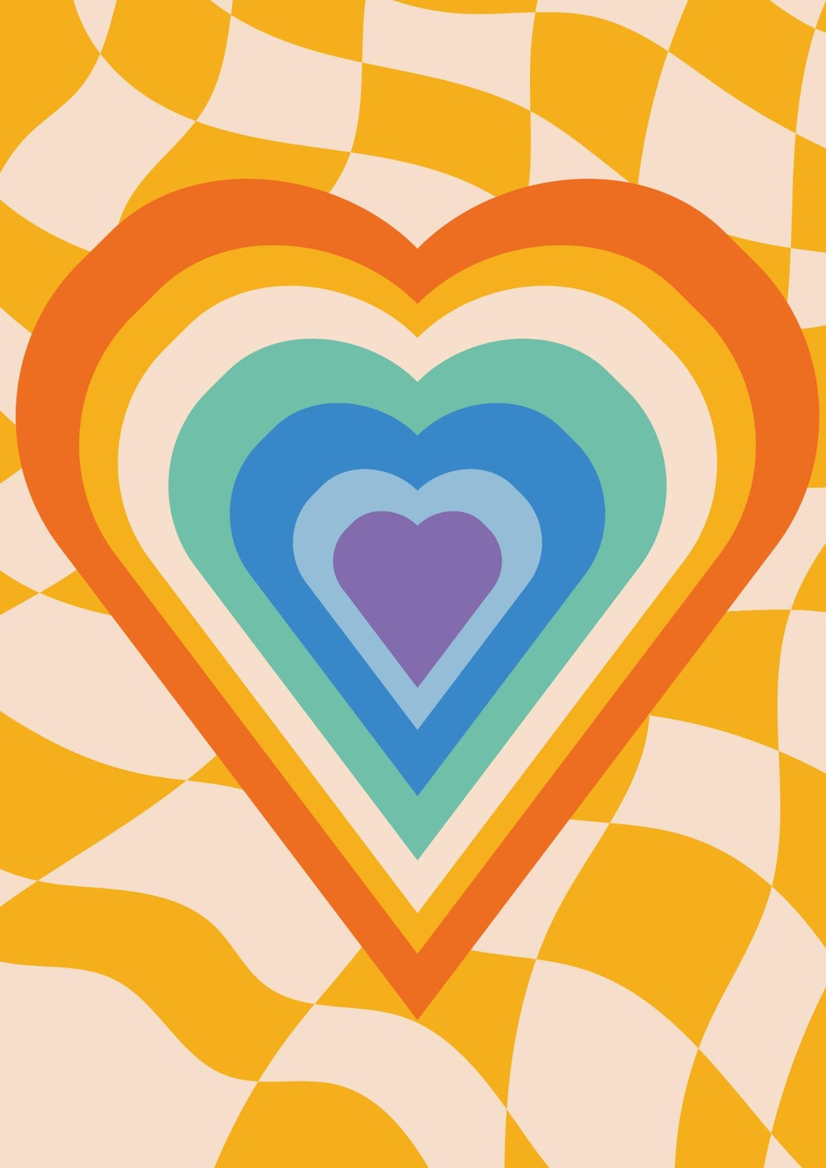 Rainbow Heart Checkerboard