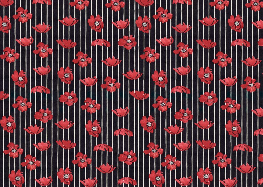 Red Poppies on Stripes