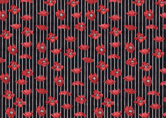 Red Poppies on Stripes