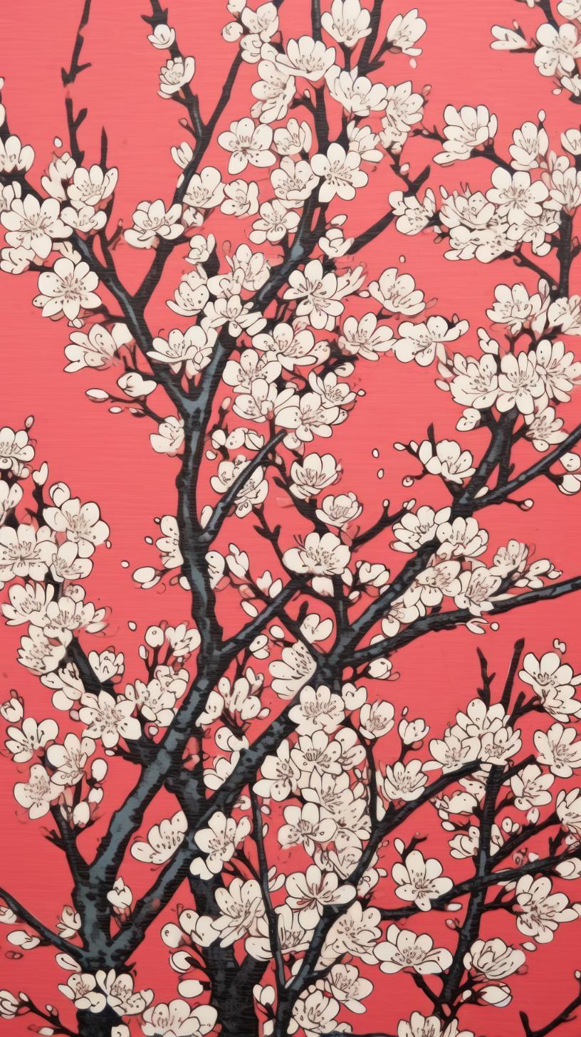 Cherry Blossom on Coral