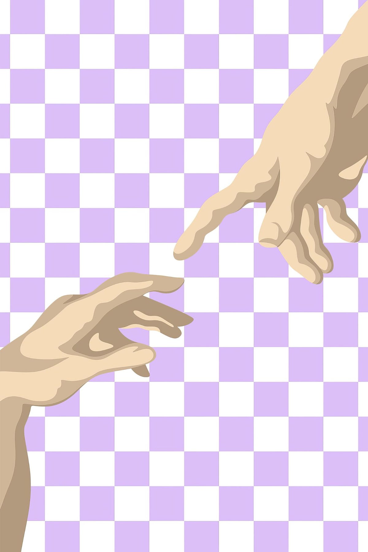 Reaching Hands on Lilac Check