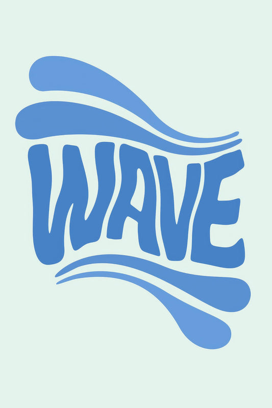 Wave in Blue Lettering