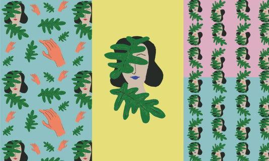 Woman and Leaves Pattern