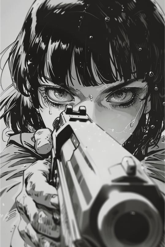 Manga Girl with Pistol
