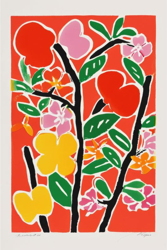 Red Floral Screenprint