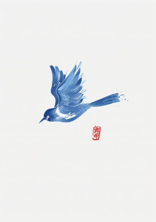 Blue Bird in Flight