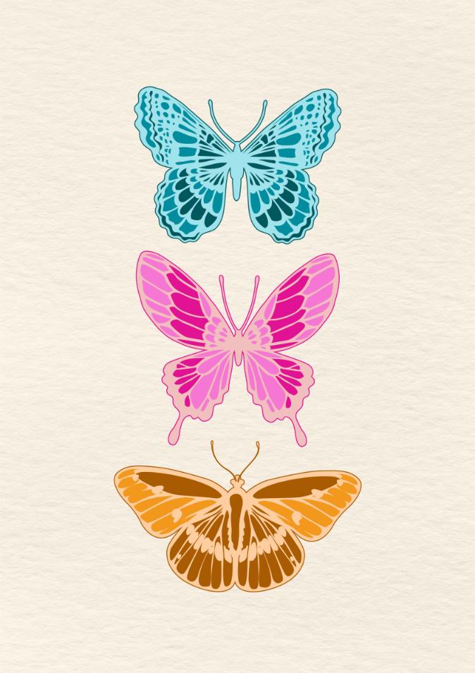 Butterflies in Turquoise and Pink