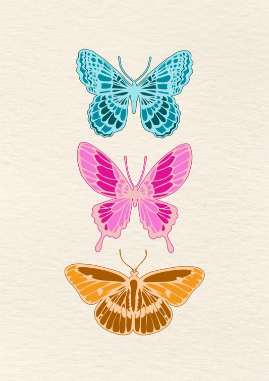 Butterflies in Turquoise and Pink