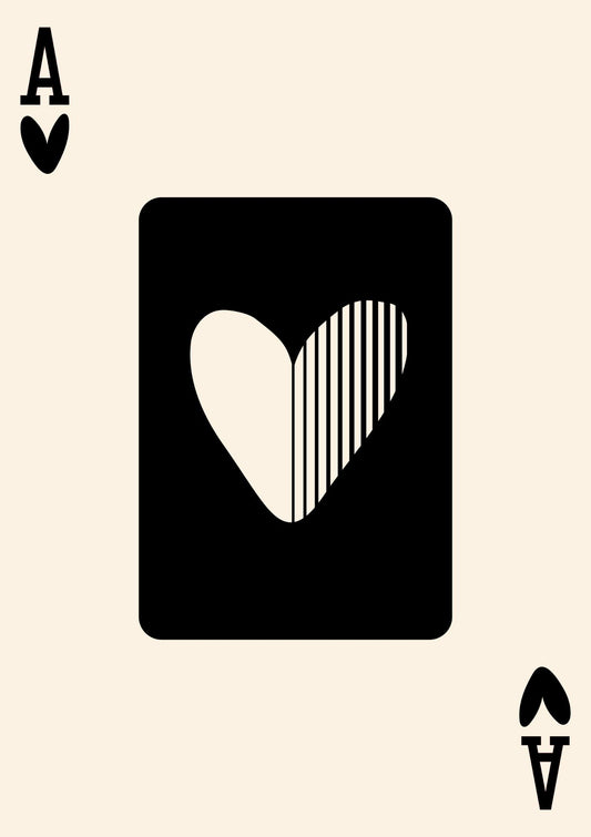 Ace of Hearts Card in Black