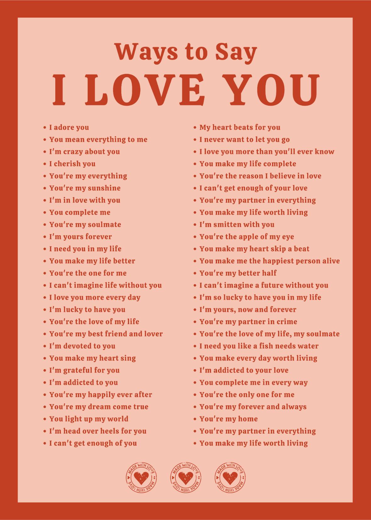 Ways to Say I Love You