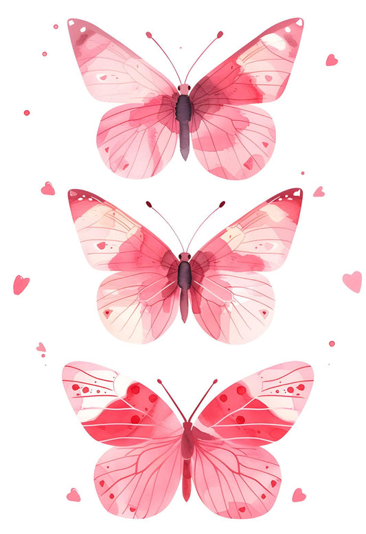 Pink Butterflies Trio